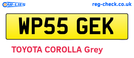 WP55GEK are the vehicle registration plates.