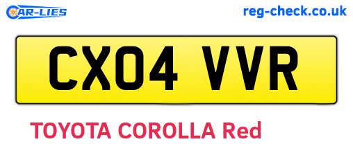 CX04VVR are the vehicle registration plates.
