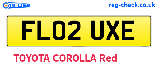 FL02UXE are the vehicle registration plates.