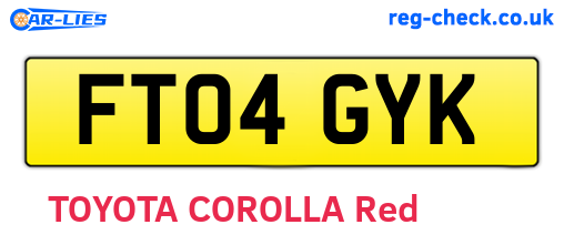 FT04GYK are the vehicle registration plates.