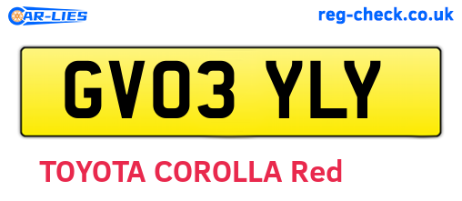 GV03YLY are the vehicle registration plates.