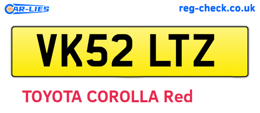 VK52LTZ are the vehicle registration plates.