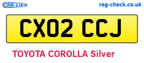 CX02CCJ are the vehicle registration plates.