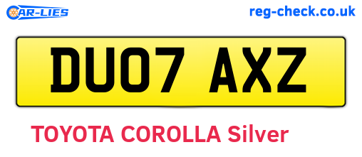 DU07AXZ are the vehicle registration plates.