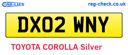 DX02WNY are the vehicle registration plates.