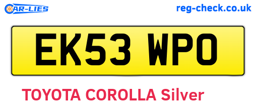 EK53WPO are the vehicle registration plates.