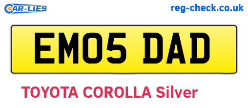EM05DAD are the vehicle registration plates.