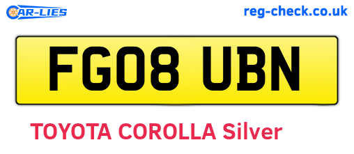 FG08UBN are the vehicle registration plates.