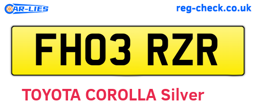 FH03RZR are the vehicle registration plates.