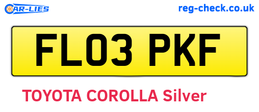 FL03PKF are the vehicle registration plates.