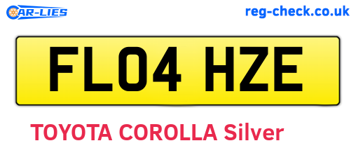 FL04HZE are the vehicle registration plates.