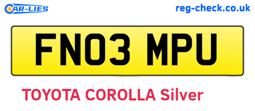 FN03MPU are the vehicle registration plates.