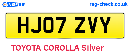 HJ07ZVY are the vehicle registration plates.
