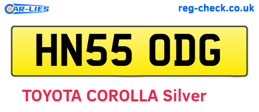 HN55ODG are the vehicle registration plates.