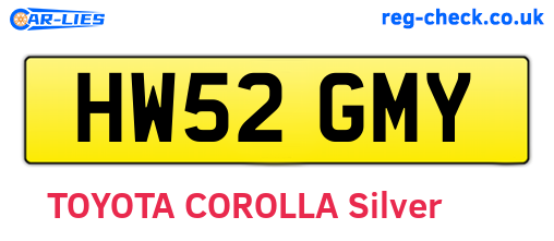 HW52GMY are the vehicle registration plates.