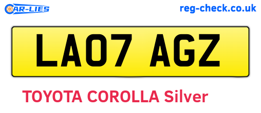 LA07AGZ are the vehicle registration plates.