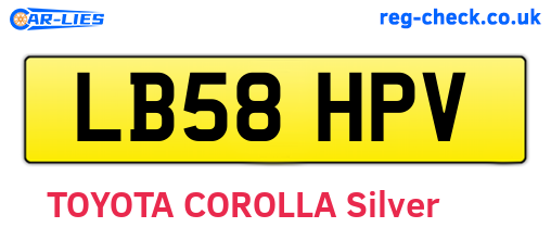 LB58HPV are the vehicle registration plates.