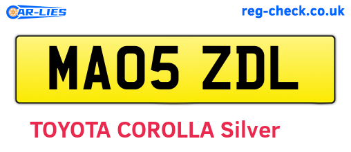 MA05ZDL are the vehicle registration plates.