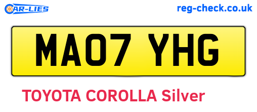 MA07YHG are the vehicle registration plates.