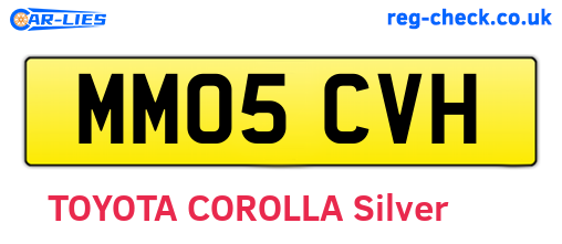 MM05CVH are the vehicle registration plates.