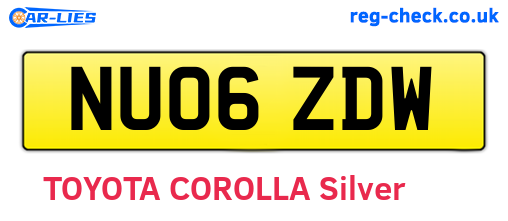 NU06ZDW are the vehicle registration plates.