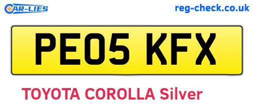 PE05KFX are the vehicle registration plates.