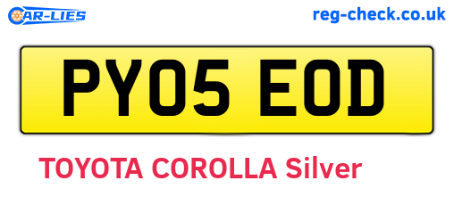 PY05EOD are the vehicle registration plates.