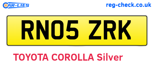 RN05ZRK are the vehicle registration plates.