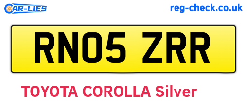 RN05ZRR are the vehicle registration plates.