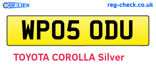 WP05ODU are the vehicle registration plates.