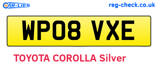WP08VXE are the vehicle registration plates.