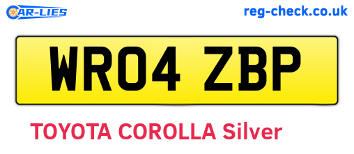 WR04ZBP are the vehicle registration plates.
