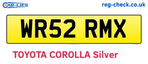 WR52RMX are the vehicle registration plates.