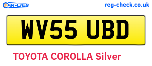 WV55UBD are the vehicle registration plates.