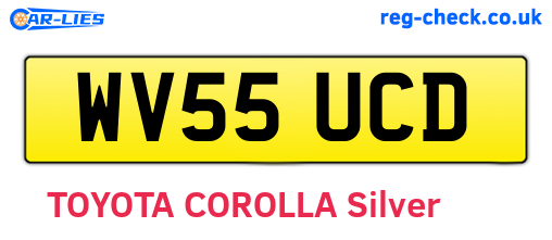 WV55UCD are the vehicle registration plates.