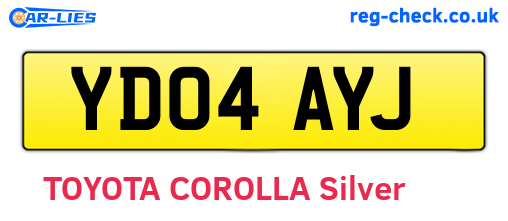 YD04AYJ are the vehicle registration plates.
