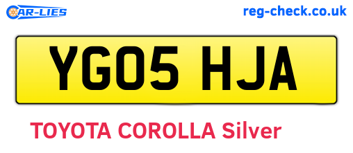 YG05HJA are the vehicle registration plates.