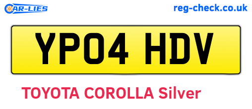 YP04HDV are the vehicle registration plates.