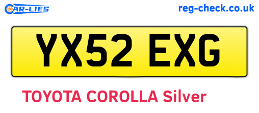 YX52EXG are the vehicle registration plates.