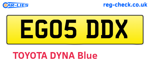 EG05DDX are the vehicle registration plates.