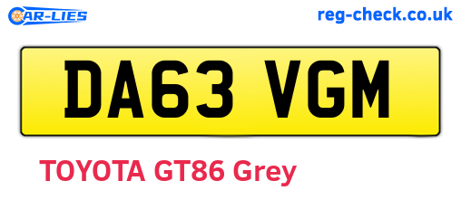 DA63VGM are the vehicle registration plates.