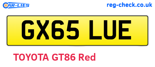 GX65LUE are the vehicle registration plates.