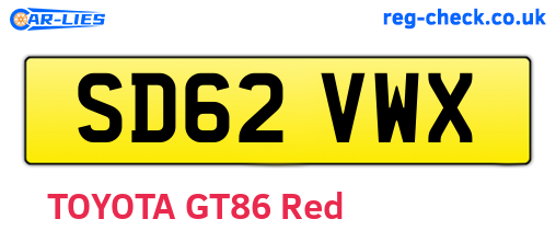 SD62VWX are the vehicle registration plates.