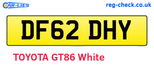 DF62DHY are the vehicle registration plates.