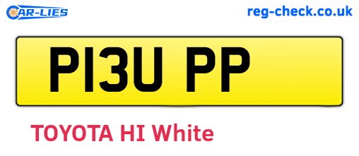 P13UPP are the vehicle registration plates.