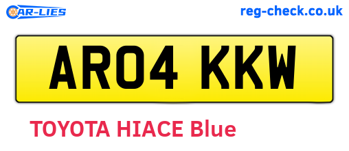 AR04KKW are the vehicle registration plates.