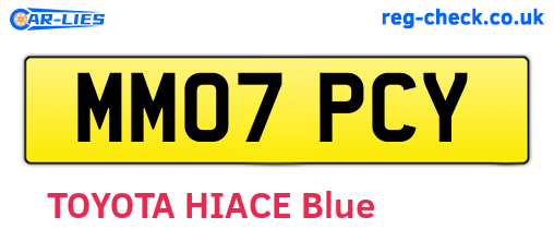 MM07PCY are the vehicle registration plates.