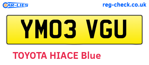 YM03VGU are the vehicle registration plates.