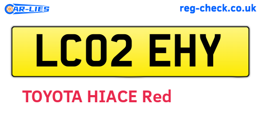 LC02EHY are the vehicle registration plates.