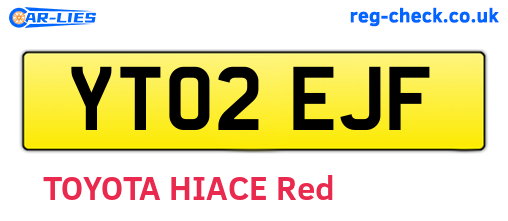 YT02EJF are the vehicle registration plates.